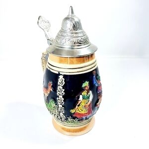 Beer Stein Cup Mug 10oz Pewter Lidded DBGM Made in West Germany Vintage 1980's